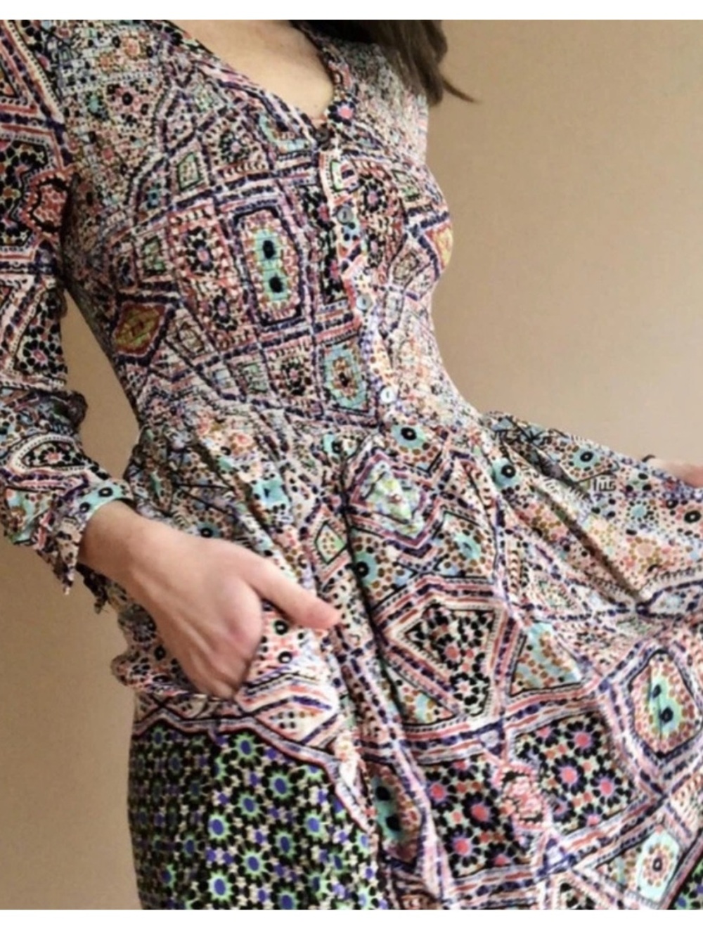 Anthropologie Maeve Long-Sleeve Midi Dress